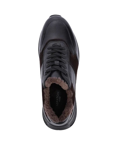 Мужские кроссовки кожаные черно-коричневые - фото 5 - Miraton