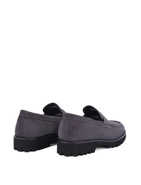 Мужские туфли лоферы замшевые серые - фото 4 - Miraton