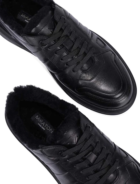 Чоловічі кеди шкіряні чорні - фото 2 - Miraton