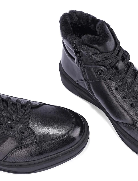 Мужские ботинки MIRATON кожаные черные - фото 2 - Miraton