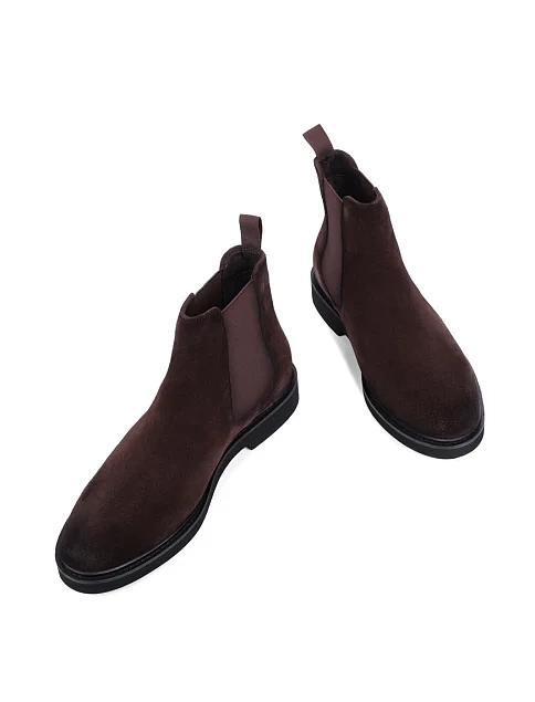 Мужские ботинки челси замшевые коричневые - фото 2 - Miraton