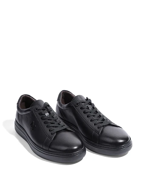 Мужские кеды MIRATON кожаные черные - фото 2 - Miraton