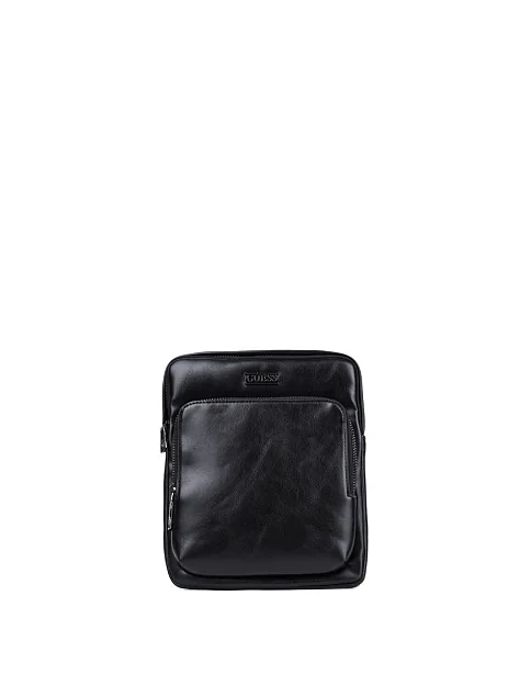 Мужская сумка мессенджер Guess из экокожи черная - фото 1 - Miraton