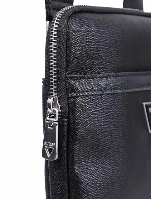 Мужская сумка мессенджер Guess из экокожи черная - фото 4 - Miraton