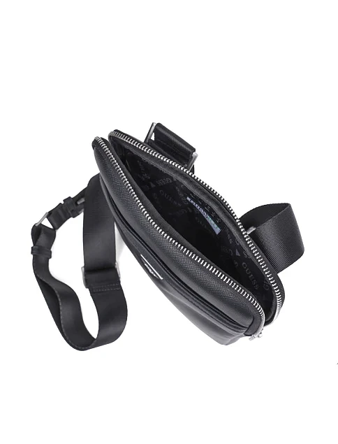 Мужская сумка мессенджер Guess из экокожи черная - фото 5 - Miraton