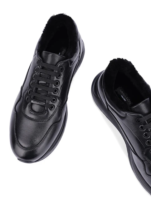 Мужские кроссовки кожаные черные - фото 5 - Miraton