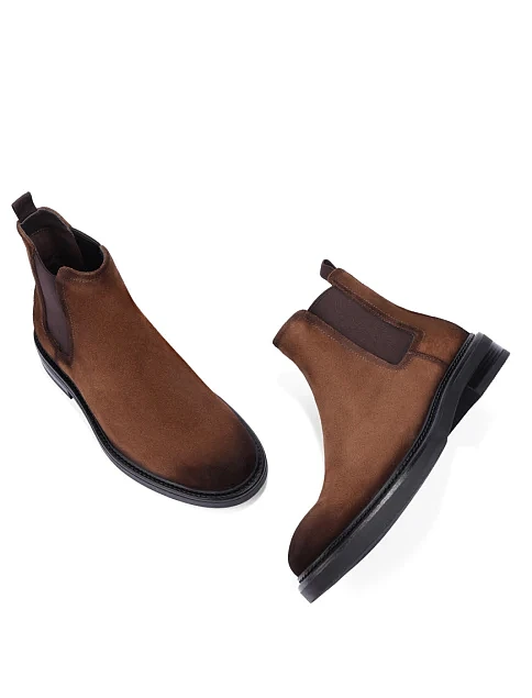 Мужские ботинки челси замшевые коричневые - фото 2 - Miraton