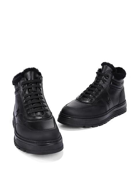 Мужские ботинки кожаные черные - фото 2 - Miraton