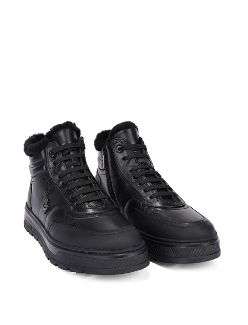 Мужские ботинки кожаные черные - фото 3 - Miraton