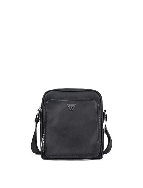 Мужская сумка кросс-боди Guess из экокожи черная - фото 1 - Miraton