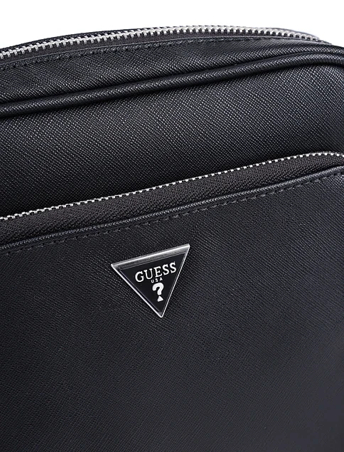Мужская сумка кросс-боди Guess из экокожи черная - фото 5 - Miraton