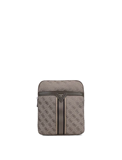 Мужская сумка кросс-боди Guess из экокожи бежевая - фото 1 - Miraton