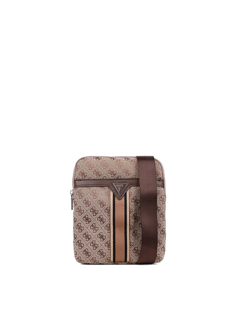 Мужская сумка кросс-боди Guess из экокожи бежевая - фото 1 - Miraton