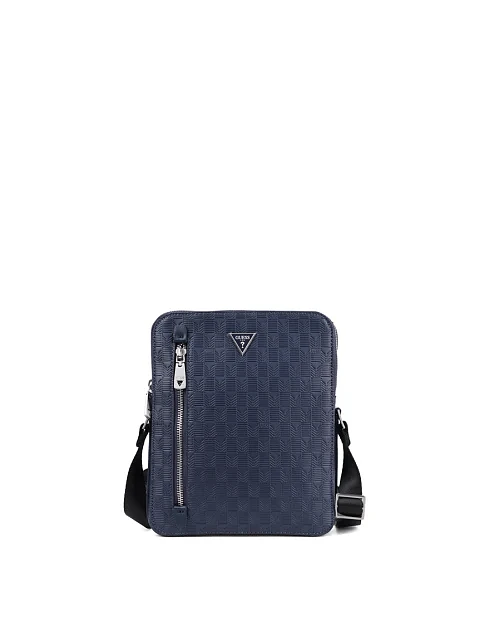 Мужская сумка кросс-боди Guess из экокожи серая - фото 1 - Miraton