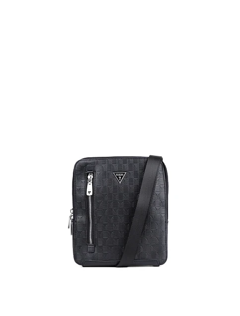 Мужская сумка мессенджер Guess из экокожи черная - фото 1 - Miraton