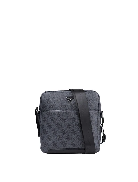 Мужская сумка мессенджер Guess из экокожи черная - фото 1 - Miraton