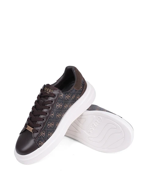 Мужские кеды Guess из экокожи коричневые - фото 5 - Miraton