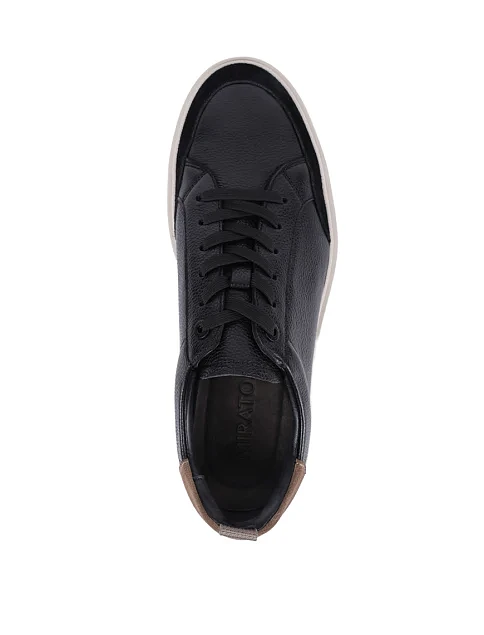 Мужские кеды MIRATON кожаные черные - фото 2 - Miraton