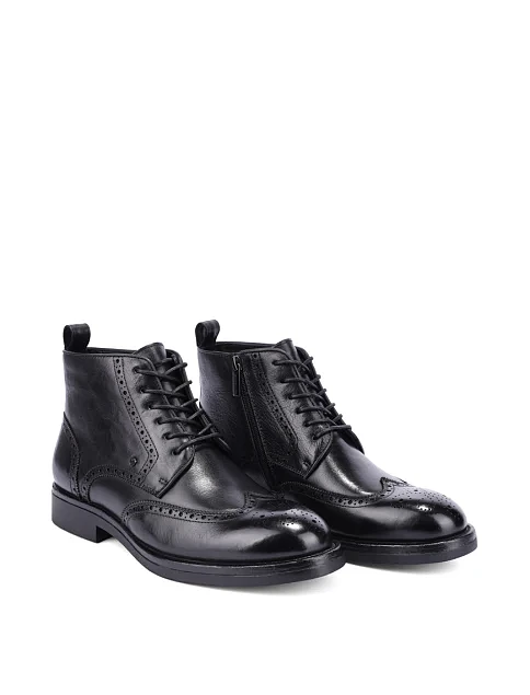 Мужские ботинки кожаные черные - фото 3 - Miraton