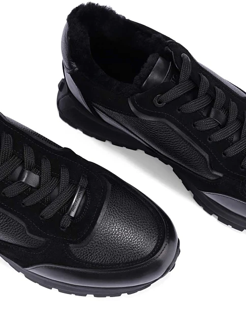 Мужские кроссовки кожаные черные - фото 5 - Miraton