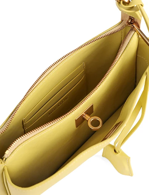 Женская сумка через плечо MIRATON кожаная желтая - фото 6 - Miraton