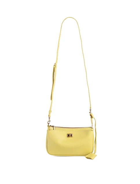 Женская сумка через плечо MIRATON кожаная желтая - фото 7 - Miraton