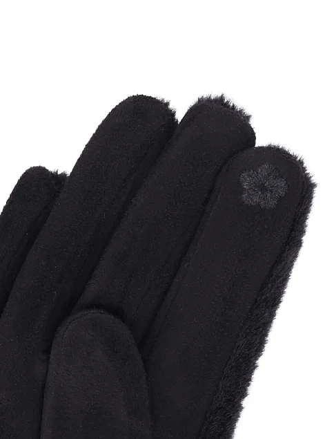 Рукавички зі штучного хутра чорні - фото 2 - Miraton