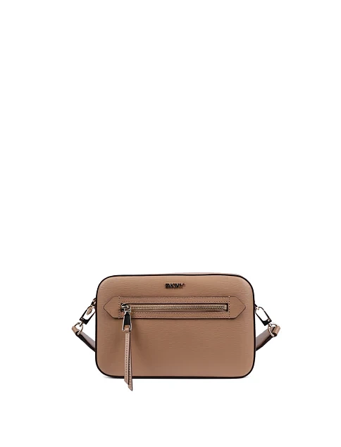 Женская сумка кросс-боди кожаная бежевая - фото 1 - Miraton