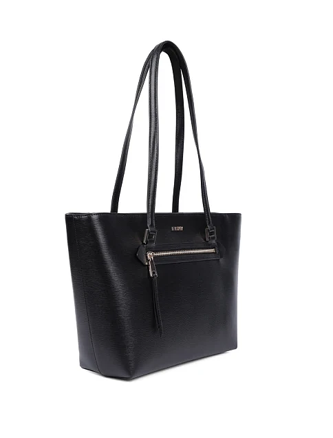 Женская сумка тоут кожаная черная - фото 2 - Miraton