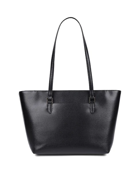 Женская сумка тоут кожаная черная - фото 3 - Miraton