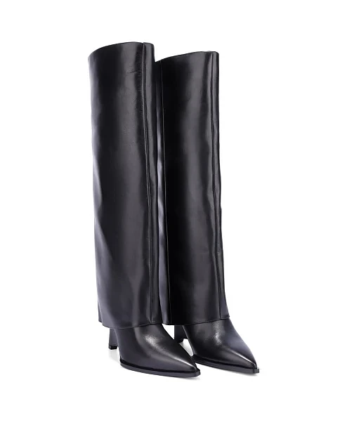 Женские сапоги кожаные черные - фото 3 - Miraton