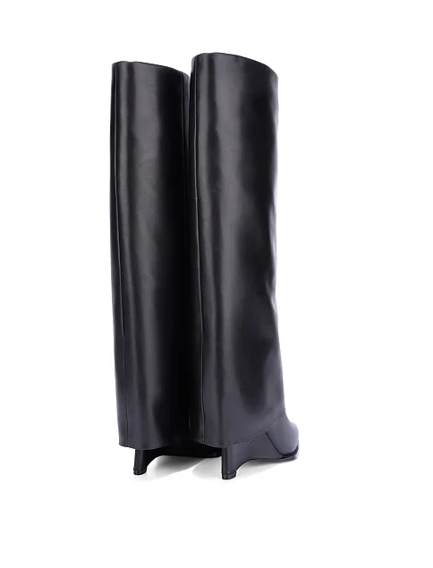 Женские сапоги кожаные черные - фото 4 - Miraton