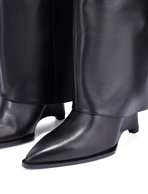 Женские сапоги кожаные черные - фото 6 - Miraton