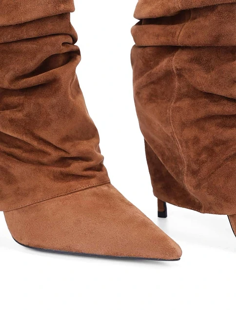 Женские сапоги MIRATON велюровые коричневые - фото 5 - Miraton