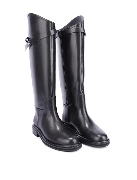 Женские сапоги кожаные черные - фото 3 - Miraton