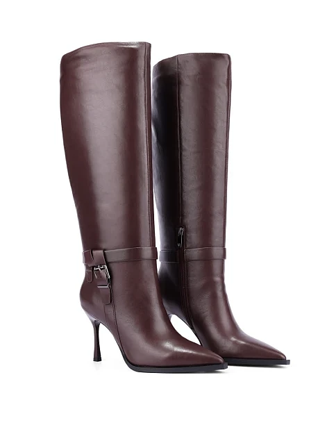 Женские сапоги кожаные бордовые - фото 2 - Miraton