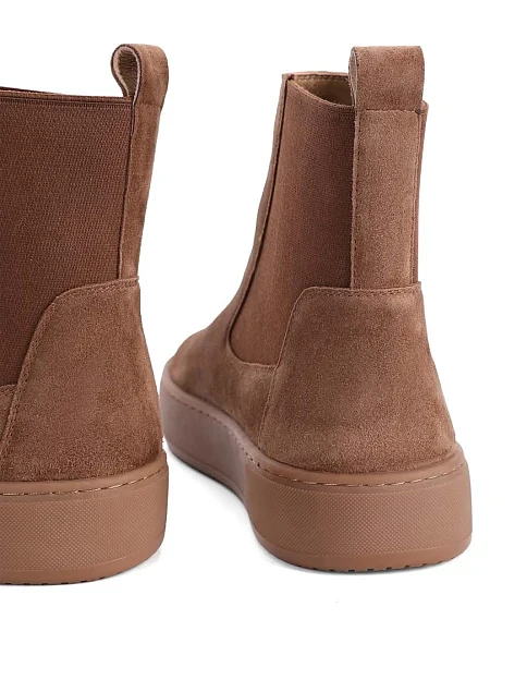 Женские ботинки челси MIRATON велюровые бежевые - фото 2 - Miraton