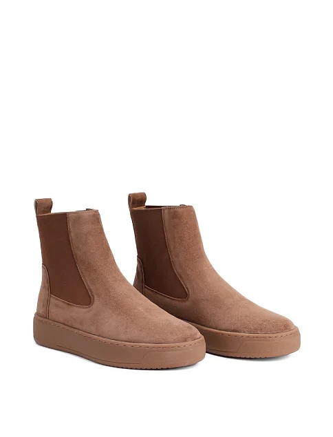 Женские ботинки челси MIRATON велюровые бежевые - фото 3 - Miraton