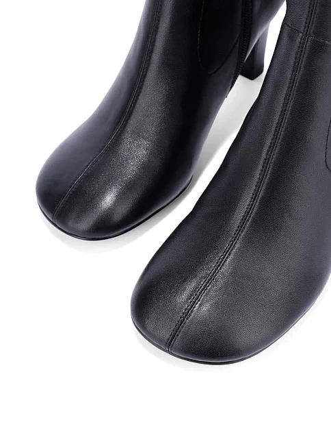 Женские сапоги кожаные черные - фото 3 - Miraton