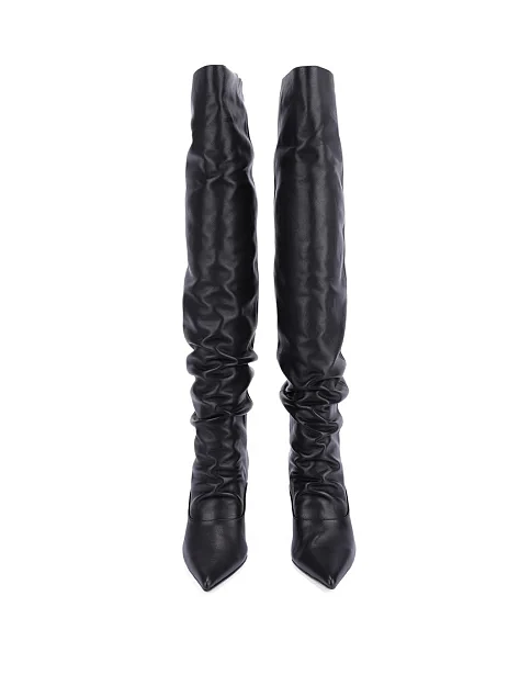 Женские ботфорты MIRATON кожаные черные - фото 2 - Miraton