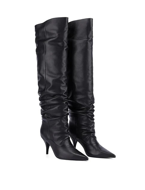 Женские ботфорты MIRATON кожаные черные - фото 3 - Miraton