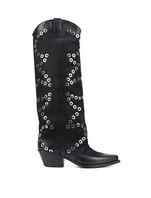 Женские сапоги MIRATON кожаные черные - фото 1 - Miraton