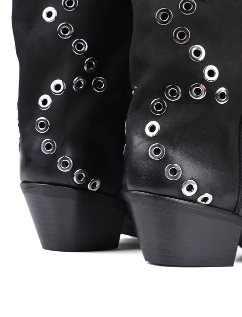 Женские сапоги MIRATON кожаные черные - фото 5 - Miraton