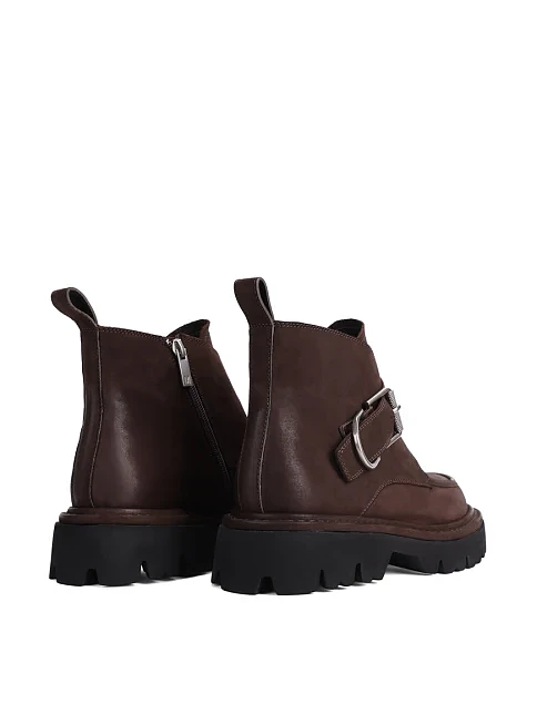 Женские ботинки MIRATON из нубука коричневые - фото 4 - Miraton