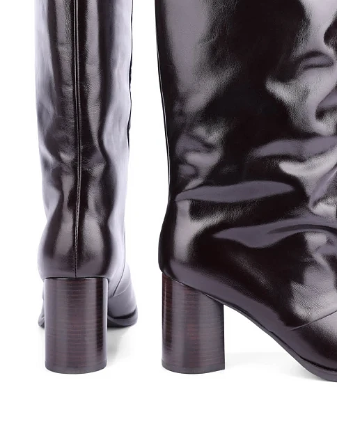 Женские сапоги из масляной кожи бордовые - фото 2 - Miraton