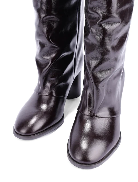 Женские сапоги из масляной кожи бордовые - фото 5 - Miraton