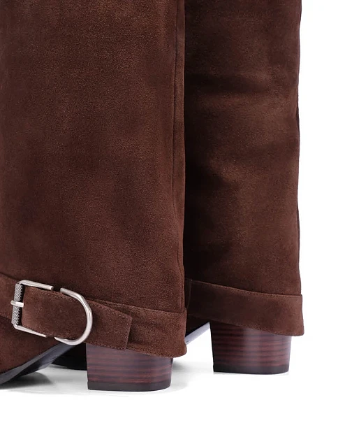 Женские сапоги велюровые коричневые - фото 2 - Miraton