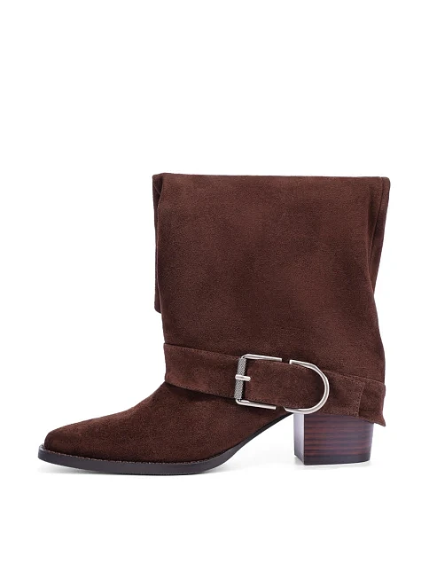 Женские сапоги велюровые коричневые - фото 5 - Miraton