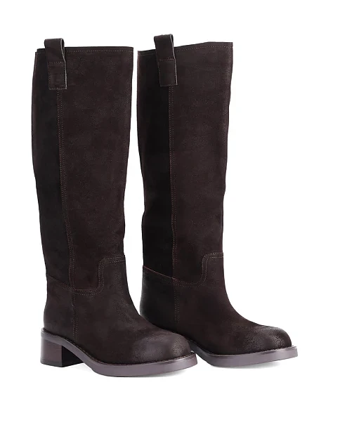 Женские сапоги MIRATON велюровые коричневые - фото 3 - Miraton