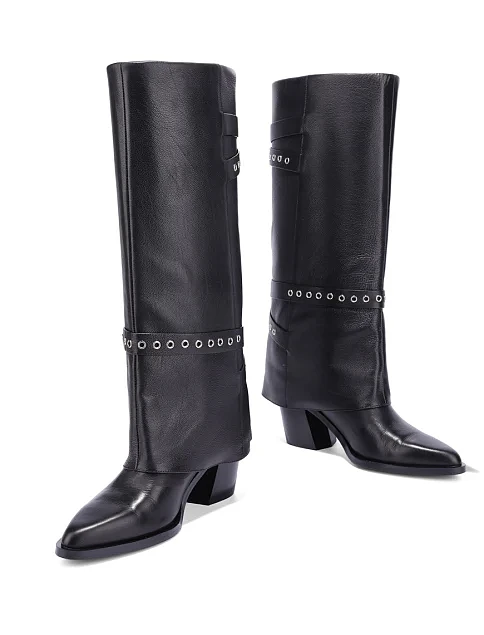 Женские сапоги MIRATON кожаные черные - фото 3 - Miraton